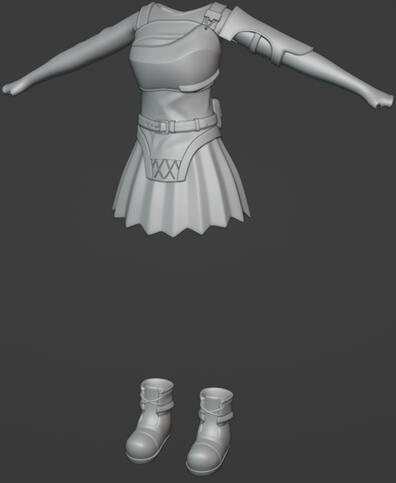 High poly outfit for fallback player model, built in ZBrush and retopologized in Blender3D. 1/2