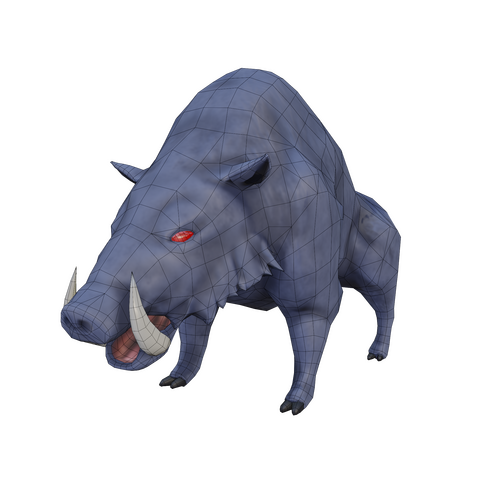 Boar 3D model built for VRChat, for overworld engagement in experience. Sculpted in ZBrush, retopologized, textured in Substance 3D Painter, optimized to be under 3,500 triangles. 2/2